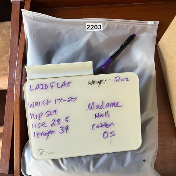 Madame Hall Women's Pants One Size Blue Harem Cotton Artisan Ethnic Boho - Picture 5 of 5